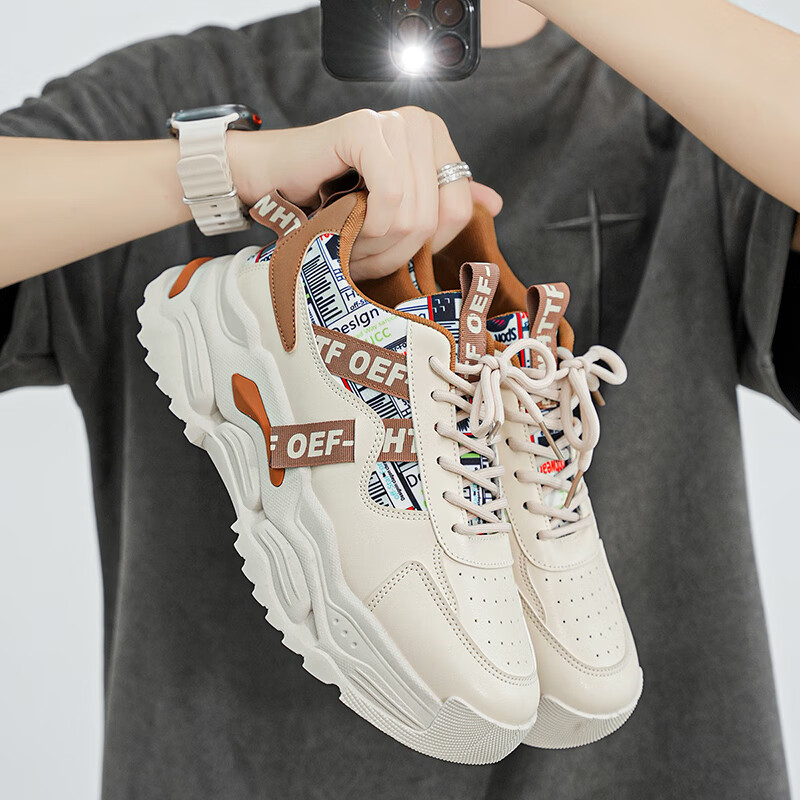 Men's shoes autumn and winter new casual running sneakers for teenagers versatile thick-soled dad trendy shoes for men