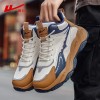 Huili men's high top sports leather surface versatile anti slip running shoes thick soled men's casual shoes