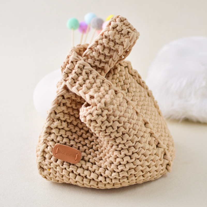 Japanese wrist bag hand-woven cloth line diy vegetable basket bag stick needle homemade material bag gift for girlfriend Japanese wrist bag hand-woven cloth line diy vegetable basket bag stick needle homemade material bag gift for girlfriend