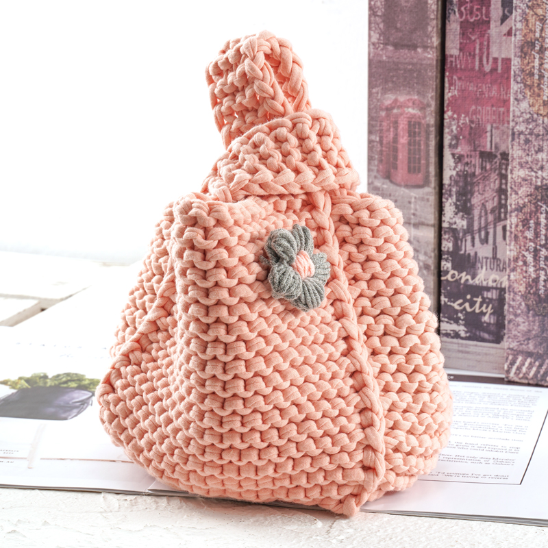 Japanese wrist bag hand-woven cloth line diy vegetable basket bag stick needle homemade material bag gift for girlfriend Japanese wrist bag hand-woven cloth line diy vegetable basket bag stick needle homemade material bag gift for girlfriend