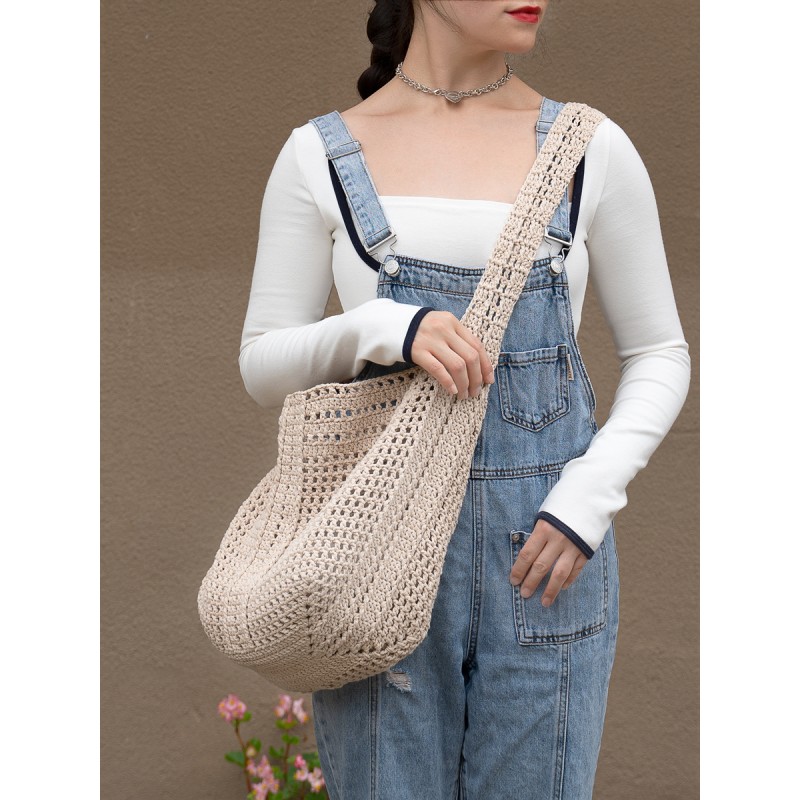 [Big square sugar bag] material bag cloudcandy hand-knitted diy crochet bag hollow cotton thread round strands