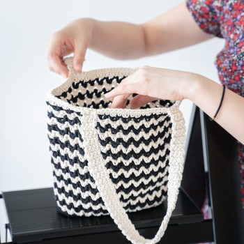 [Wave pattern bag] Material bag crochet diy striped handbag tote bag handmade gift