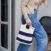 Striped handbag hand-knitted DIY stick needle wool material bag Xiaohongshu Douyin same style horizontal striped bag