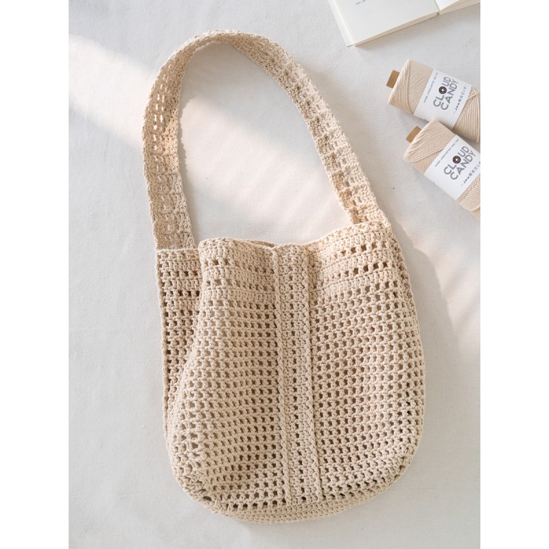 [Big square sugar bag] material bag cloudcandy hand-knitted diy crochet bag hollow cotton thread round strands