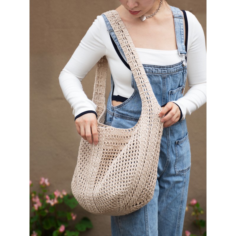 [Big square sugar bag] material bag cloudcandy hand-knitted diy crochet bag hollow cotton thread round strands