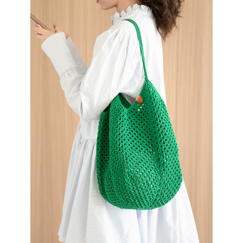 [Hollow Beach Bag] Material Bag Hand-woven diy hollow thread 2mm cotton and linen thread shopping bag waffle bag