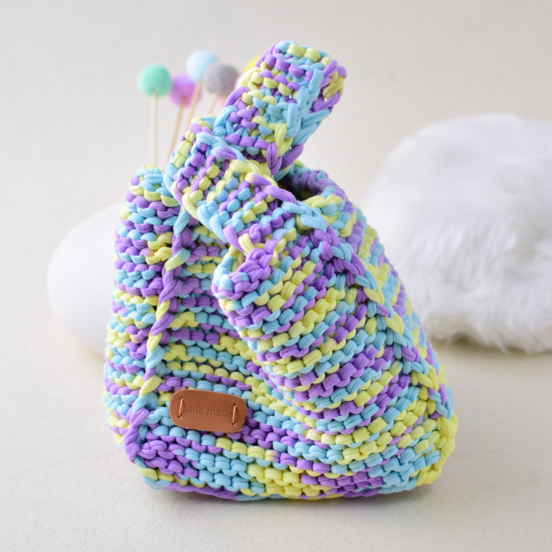 Japanese wrist bag hand-woven cloth line diy vegetable basket bag stick needle homemade material bag gift for girlfriend Japanese wrist bag hand-woven cloth line diy vegetable basket bag stick needle homemade material bag gift for girlfriend