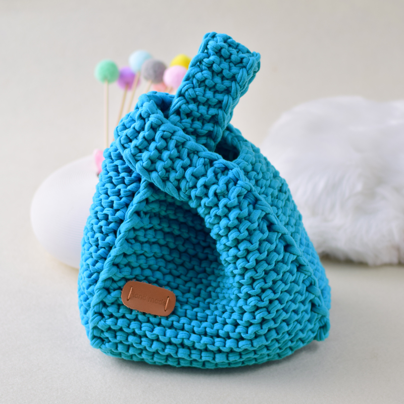 Japanese wrist bag hand-woven cloth line diy vegetable basket bag stick needle homemade material bag gift for girlfriend Japanese wrist bag hand-woven cloth line diy vegetable basket bag stick needle homemade material bag gift for girlfriend