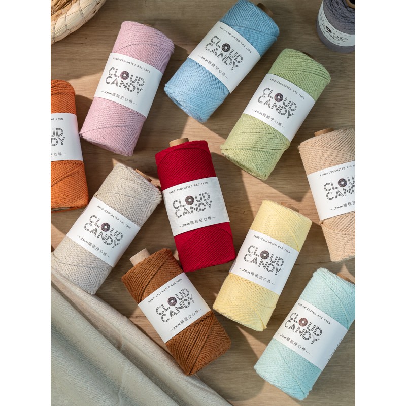 cloudcandy round strand hollow cotton thread 2mm hand-knitted diy wool crochet bag thread small hair ball fabric cloudcandy round strand hollow cotton thread 2mm hand-knitted diy wool crochet bag thread small hair ball fabric