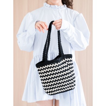 [Wave pattern bag] Material bag crochet diy striped handbag tote bag handmade gift