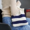 Striped handbag hand-knitted DIY stick needle wool material bag Xiaohongshu Douyin same style horizontal striped bag