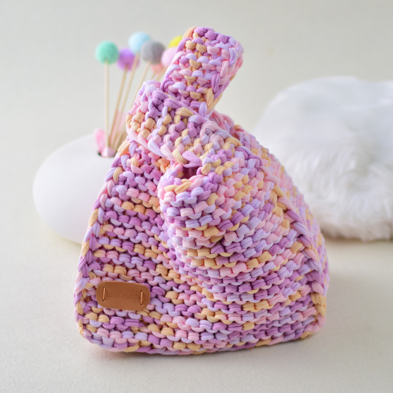 Japanese wrist bag hand-woven cloth line diy vegetable basket bag stick needle homemade material bag gift for girlfriend Japanese wrist bag hand-woven cloth line diy vegetable basket bag stick needle homemade material bag gift for girlfriend