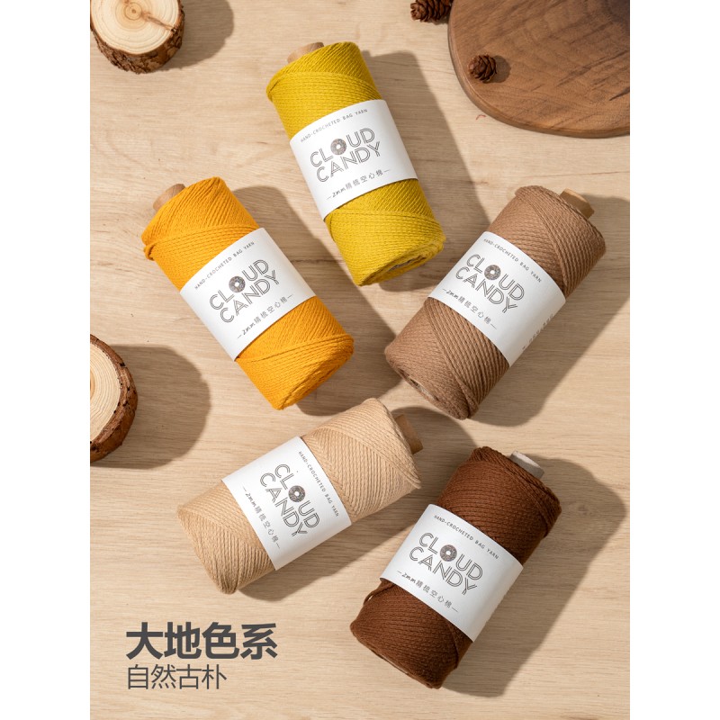 cloudcandy round strand hollow cotton thread 2mm hand-knitted diy wool crochet bag thread small hair ball fabric cloudcandy round strand hollow cotton thread 2mm hand-knitted diy wool crochet bag thread small hair ball fabric