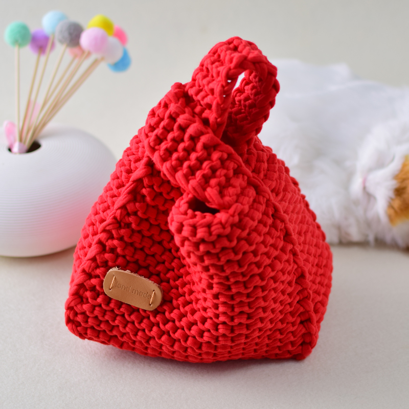 Japanese wrist bag hand-woven cloth line diy vegetable basket bag stick needle homemade material bag gift for girlfriend Japanese wrist bag hand-woven cloth line diy vegetable basket bag stick needle homemade material bag gift for girlfriend