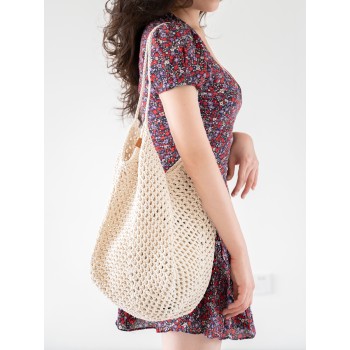 [Hollow Beach Bag] Material Bag Hand-woven diy hollow thread 2mm cotton and linen thread shopping bag waffle bag