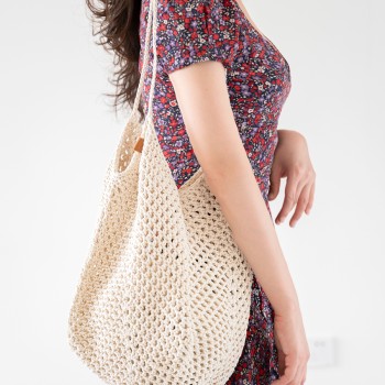 [Hollow Beach Bag] Material Bag Hand-woven diy hollow thread 2mm cotton and linen thread shopping bag waffle bag
