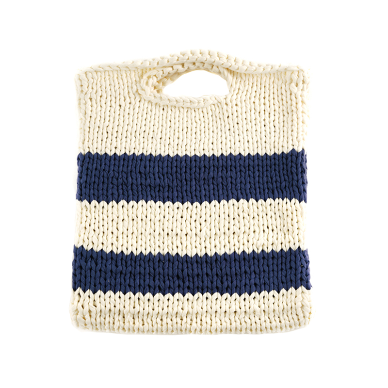 Striped handbag hand-knitted DIY stick needle wool material bag Xiaohongshu Douyin same style horizontal striped bag